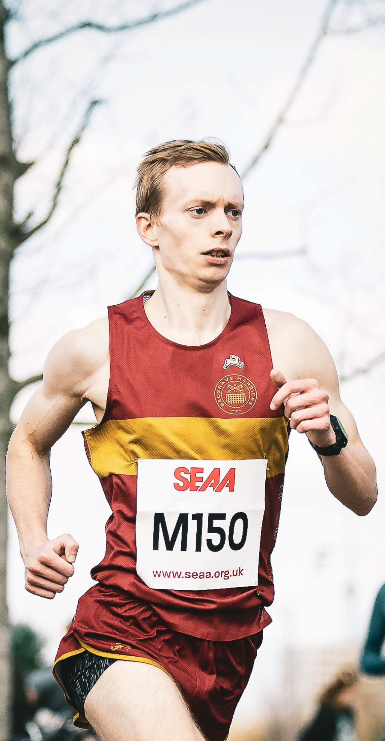 Matt Holman mid-race at the Southern Road Relays, April 2023